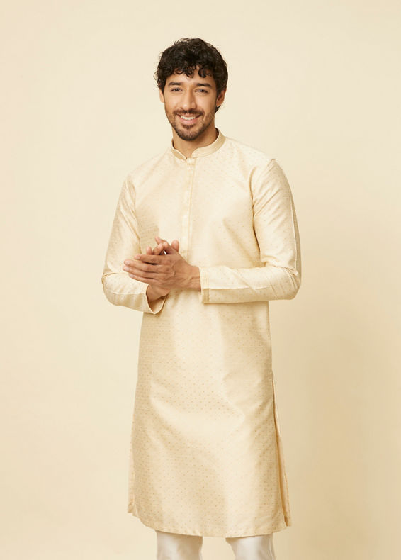 Manyavar Men Sand Beige Sequined Kurta Set