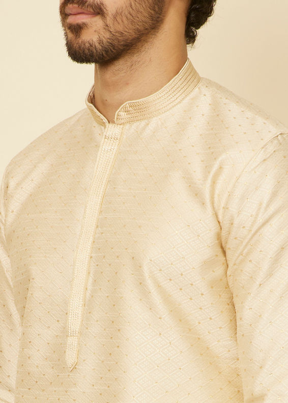 Manyavar Men Sand Beige Sequined Kurta Set