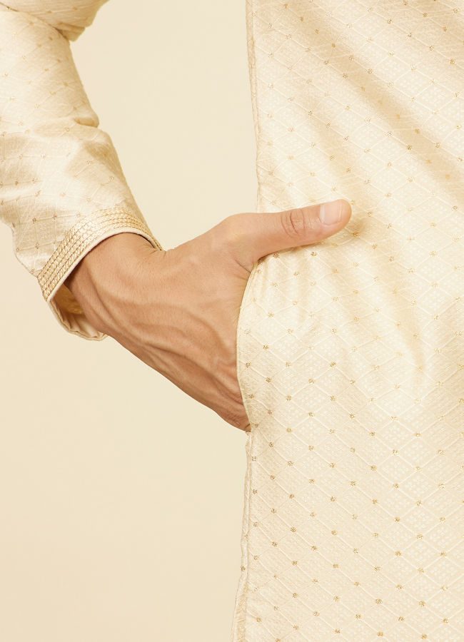 Manyavar Men Sand Beige Sequined Kurta Set