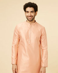 Manyavar Men Coral Pink Sitara Embellished Kurta Set