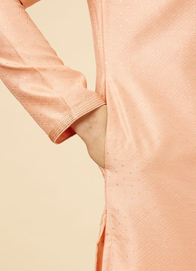 Manyavar Men Coral Pink Sitara Embellished Kurta Set