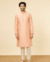 Manyavar Men Coral Pink Sitara Embellished Kurta Set