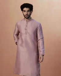 Manyavar Men Salmon Pink Jacquard Kurta Pajama