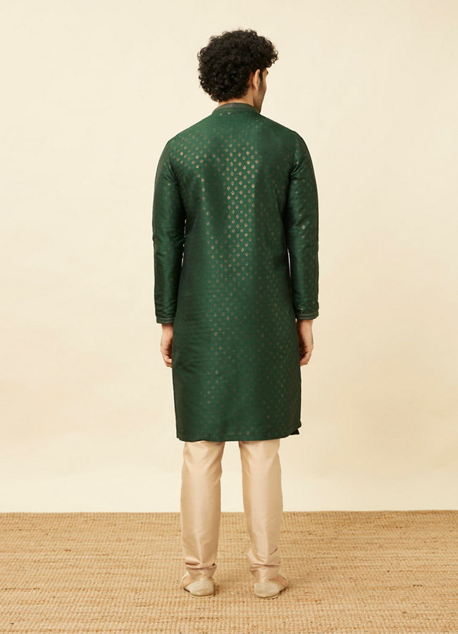 Manyavar Men Forest Green Buti Printed Kurta Set