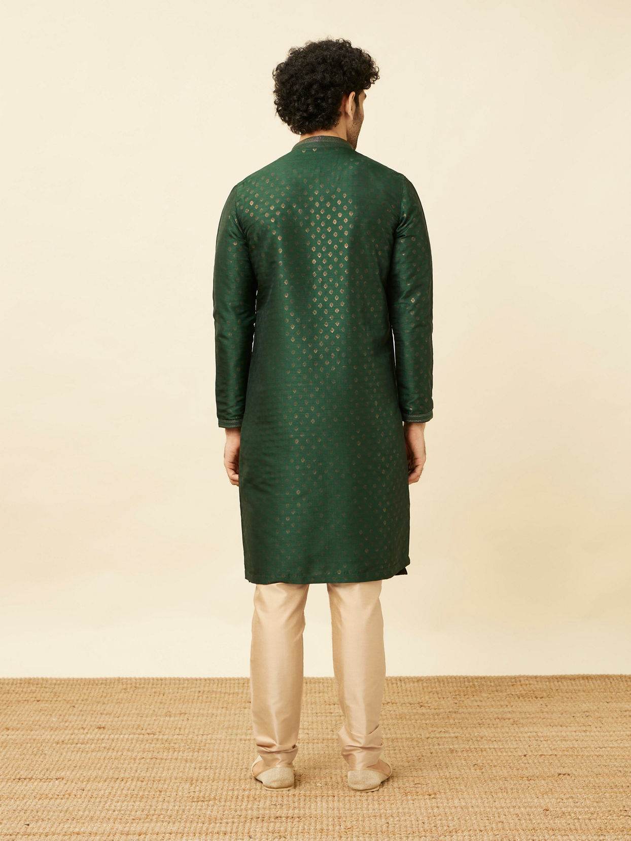 Manyavar Men Forest Green Buti Printed Kurta Set