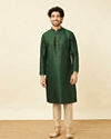 Manyavar Men Forest Green Buti Printed Kurta Set