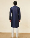 alt message - Manyavar Men Navy Blue Shankh Patterned Kurta Set image number 5