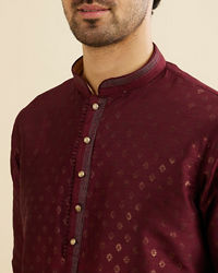 Manyavar Men Royal Maroon Printed Kurta Set