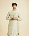 Manyavar Men Pista Green Foil Print Kurta Set