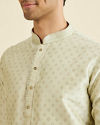 Manyavar Men Pista Green Foil Print Kurta Set