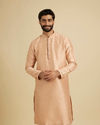 Manyavar Men Faded Pink Foil Print Kurta Pajama image number 0