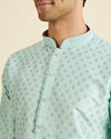 Manyavar Men Sea Green Kurta Pajama With Golden Motifs