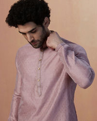 Manyavar Men Light Pink Jacquard Kurta Pajama