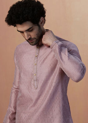 Light Pink Jacquard Kurta Pajama image number 0