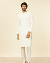 alt message - Manyavar Men Soft Cream Chikankari Kurta Set image number 2