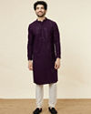 alt message - Manyavar Men Jamun Purple Sequin Embellished Chikankari Kurta Set image number 2