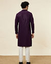 alt message - Manyavar Men Jamun Purple Sequin Embellished Chikankari Kurta Set image number 5