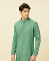 Pastel Turquoise Blue Floral Chikankari Patterned Kurta Set image number 0