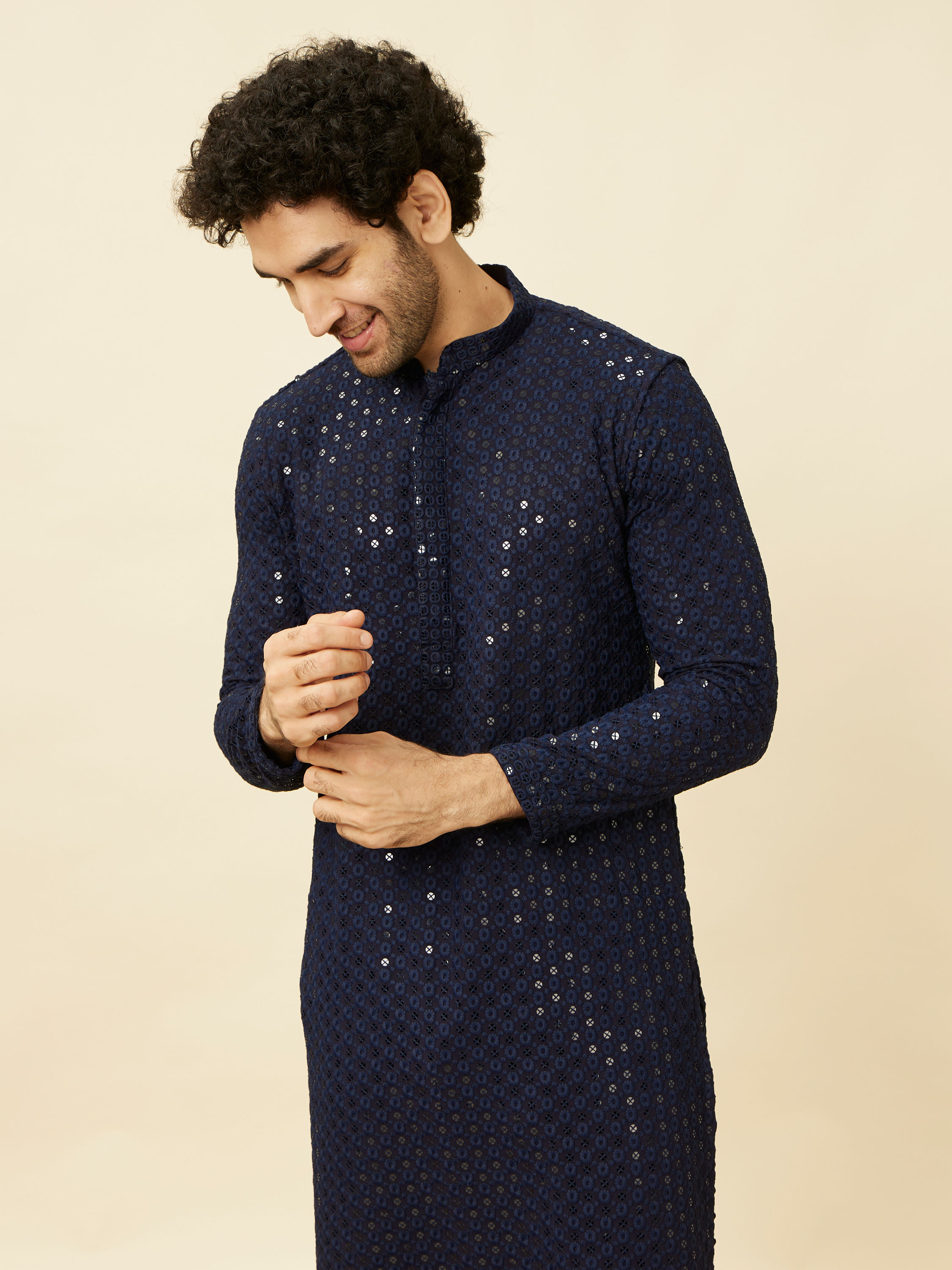 Manyavar Men Elegant Blue Kurta Pajama