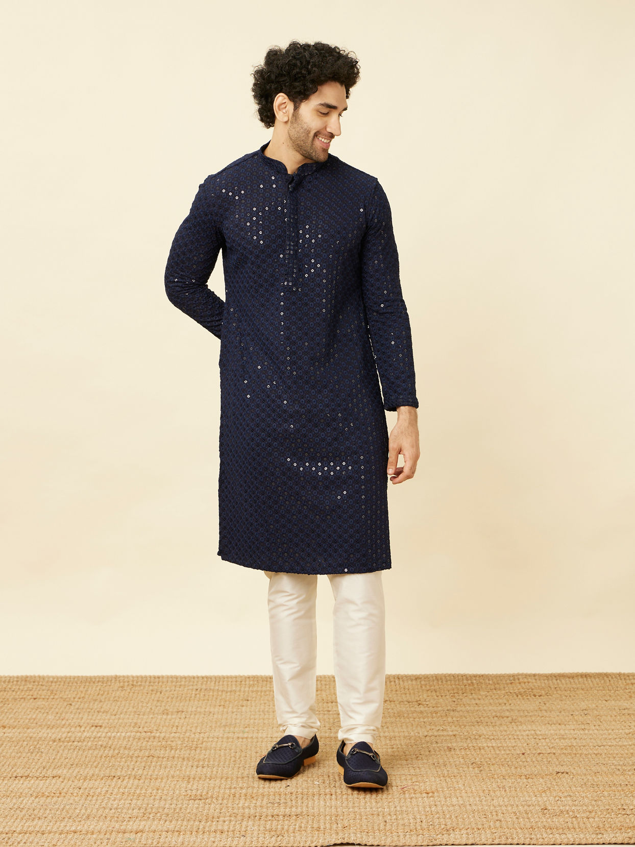 Manyavar Men Elegant Blue Kurta Pajama