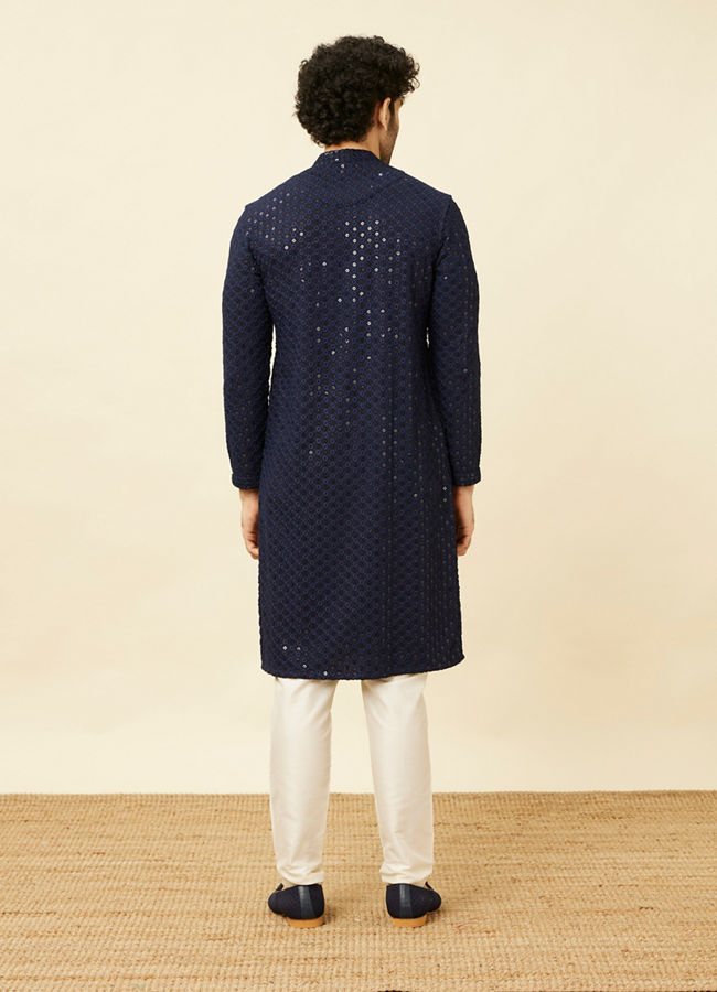 Dark Blue Chikankari Kurta image number 5