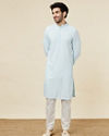 alt message - Manyavar Men Powder Blue Sequin Embellished Chikankari Kurta Set image number 2