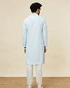 alt message - Manyavar Men Powder Blue Sequin Embellished Chikankari Kurta Set image number 5