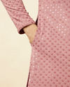 Manyavar Men Quartz Pink Floral Chikankari Embroidered Kurta Set