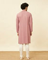 Manyavar Men Quartz Pink Floral Chikankari Embroidered Kurta Set