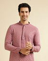 alt message - Manyavar Men Pink Harmony Viscose Kurta Pajama image number 0