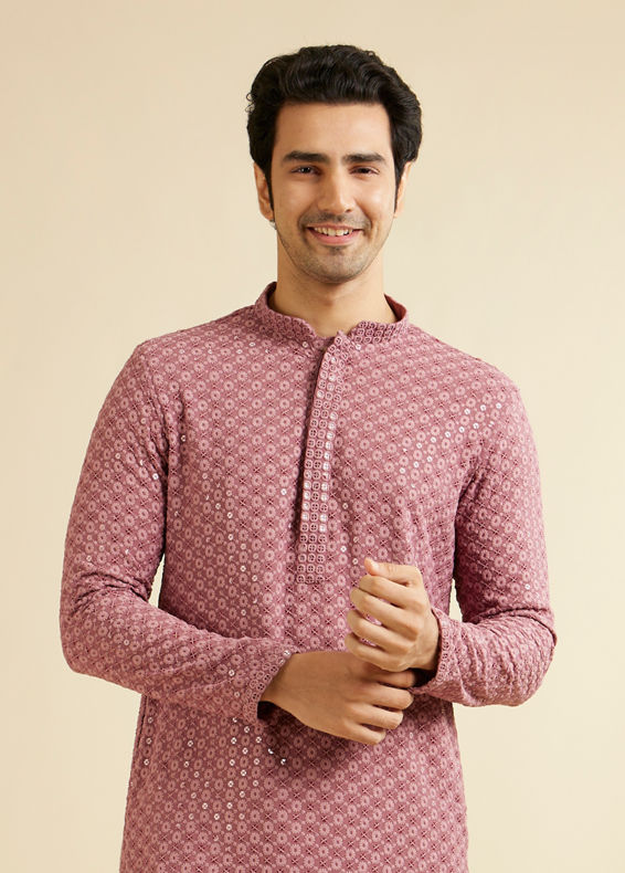 Manyavar Men Pink Harmony Viscose Kurta Pajama