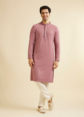 alt message - Manyavar Men Pink Harmony Viscose Kurta Pajama image number 2