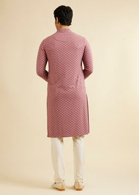 alt message - Manyavar Men Pink Harmony Viscose Kurta Pajama image number 4