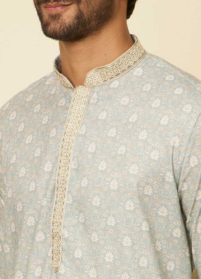 Manyavar Men Light Mid Green Kurta Set