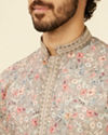 alt message - Manyavar Men Dark Grey Floral Printed Kurta Set image number 1