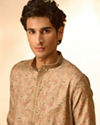 Manyavar Men Pista Green Bel Buti patterned Kurta Set