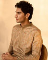 Manyavar Men Pista Green Bel Buti patterned Kurta Set