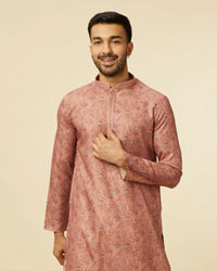 Manyavar Men Rust Bel Buti Patterned Kurta Set