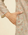 Manyavar Men Pista Green Bel Buti patterned Kurta Set
