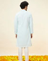 alt message - Manyavar Men Light Blue Sequin Embroidered Kurta Pajama image number 5
