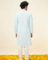 Manyavar Men Light Blue Sequin Embroidered Kurta Pajama