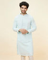 alt message - Manyavar Men Light Blue Sequin Embroidered Kurta Pajama image number 0