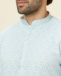 Manyavar Men Light Blue Sequin Embroidered Kurta Pajama