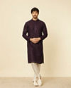 alt message - Manyavar Men Royal Purple Chikankari Kurta Set image number 2