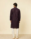 alt message - Manyavar Men Royal Purple Chikankari Kurta Set image number 5