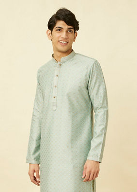 Manyavar Men Aquamarine Blue Sequined Kurta Set