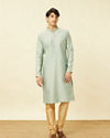 Manyavar Men Aquamarine Blue Sequined Kurta Set image number 2