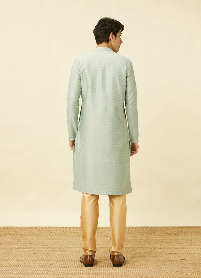 Manyavar Men Aquamarine Blue Sequined Kurta Set