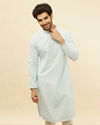 alt message - Manyavar Men Powder Blue Chikankari Sequinned Kurta Set image number 0