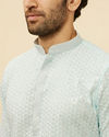 Manyavar Men Powder Blue Chikankari Sequinned Kurta Set